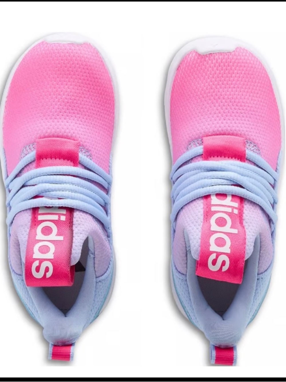 adidas Kids Pink and Light Blue Slip-On Lace Athletic Sneakers
